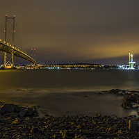Buy canvas prints of Queensferry Crossing and Forth Road Bridge by Buster Brown