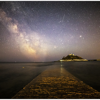 Buy canvas prints of St Michaels mount and the Milky way by stuart bennett
