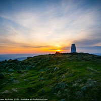 Buy canvas prints of Sunset on Clee Hill Summit in Shropshire by Shawn Nicholas
