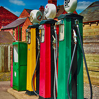 Buy canvas prints of Petrol Pumps, Black Country Museum by Shawn Nicholas