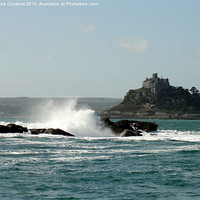 Buy canvas prints of Rough seas at St Michaels Mount by Anne Couzens