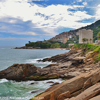 Buy canvas prints of rugged coastline of Rio by linda cook