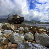 Buy canvas prints of Fishing Boat Aground near Fort William by Andy Anderson