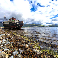 Buy canvas prints of Fishing boat aground near Fort William by Andy Anderson