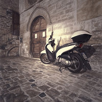 Buy canvas prints of  Italy Street Scooter by Andy Anderson