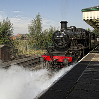 Buy canvas prints of No 46521 departing by Val Saxby LRPS