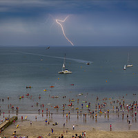 Buy canvas prints of Lyme Regis lightening by Val Saxby LRPS
