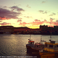 Buy canvas prints of Harbour at Sunset by Elizabeth Wilson-Stephen