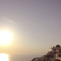 Buy canvas prints of Sunset at Oia by Elizabeth Wilson-Stephen