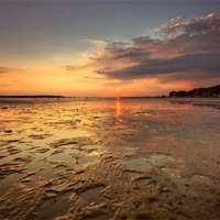 Buy canvas prints of August Sunset at Sandbanks Poole by Jennie Franklin