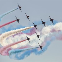 Buy canvas prints of Red Arrows Bournemouth Airshow 2013 by Jennie Franklin