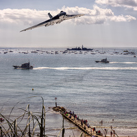 Buy canvas prints of  Vulcan XH558 at Bournemouth Air Festival 2014 by Jennie Franklin