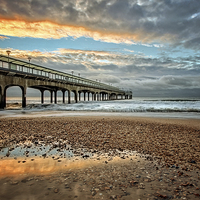 Buy canvas prints of  Boscombe Pier HDR Sunrise by Jennie Franklin