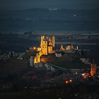Buy canvas prints of  View over Corfe Castle Village by Jennie Franklin