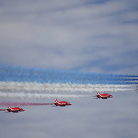 Buy canvas prints of  Red Arrows Formation by Jennie Franklin