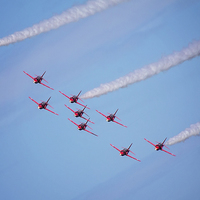Buy canvas prints of  Red Arrows Bournemouth 2015 by Jennie Franklin