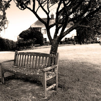 Buy canvas prints of Bench On Cornish Village Green by Brian Sharland
