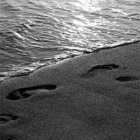Buy canvas prints of footprints on the sand by Alfani Photography