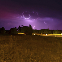 Buy canvas prints of Lightning over Daylesford by Matthew Burniston