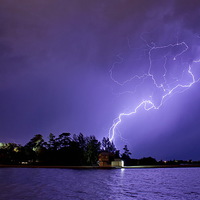 Buy canvas prints of  Lightning at lake Wendouree by Matthew Burniston