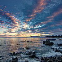 Buy canvas prints of Sunset over Mount Wellington  by Matthew Burniston