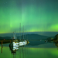 Buy canvas prints of Boats and the southern lights by Matthew Burniston
