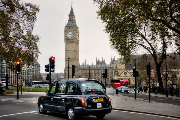 Black Cab and Big Ben Picture Board by Alan Matkin