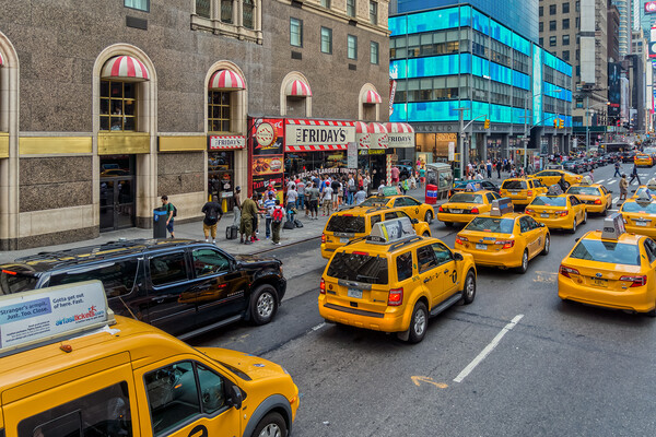 NYC Yellow Cabs Picture Board by Alan Matkin