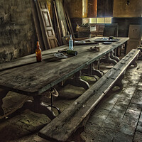 Buy canvas prints of Below stairs dining table. by Alan Matkin
