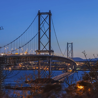 Buy canvas prints of Forth road bridge at sunset by Gary Finnigan