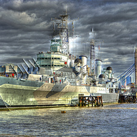 Buy canvas prints of   HMS Belfast near Tower Bridge by Anthony Hedger