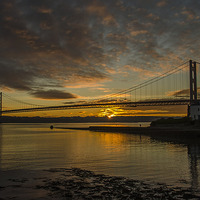 Buy canvas prints of Forth Road Bridge at Sunset by Mike Dow