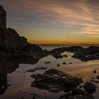 Buy canvas prints of Lady Janes Tower  Elie Sunrise by Mike Dow