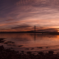 Buy canvas prints of The Forth Bridges at Sunset by Mike Dow