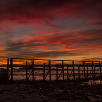 Buy canvas prints of Culross Pier Sunrise by Mike Dow