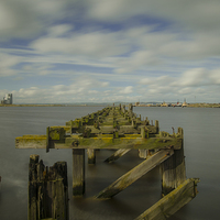 Buy canvas prints of Port of Leith Old Pier by Mike Dow