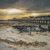 Buy canvas prints of Southwold Pier riding the storm by steve docwra