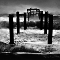 Buy canvas prints of West Pier Winter Storm by JG Mango
