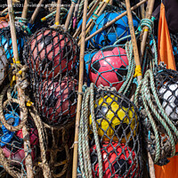 Buy canvas prints of Footballs used as fishing floats by Steve Hughes