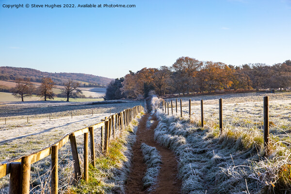 Footpath in the frost Picture Board by Steve Hughes