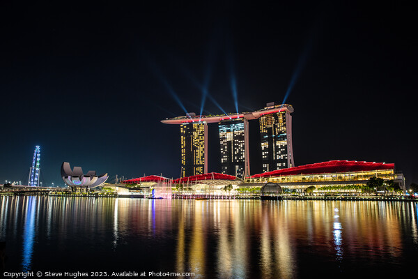 Marian Bay Sands hotel in red lights Picture Board by Steve Hughes