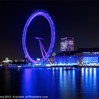 Buy canvas prints of The EDF London Eye At Night by Steve Hughes