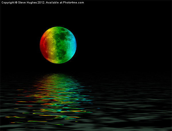 Rainbow Moon with reflections Picture Board by Steve Hughes