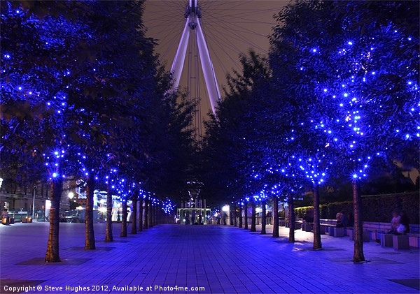 London Eye Blue Trees Picture Board by Steve Hughes