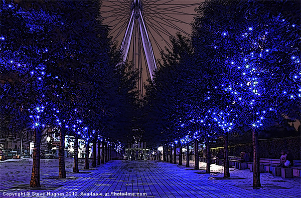 Blue trees the London Eye Picture Board by Steve Hughes