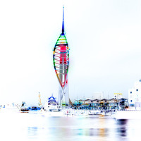 Buy canvas prints of Spinnaker Tower Portsmouth Harbour inverted by Steve Hughes