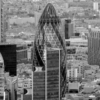 Buy canvas prints of The Gherkin monochrome by Steve Hughes