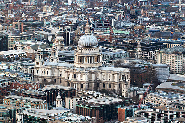 St Pauls Cathedral seen from The Shard Picture Board by Steve Hughes