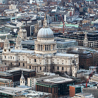Buy canvas prints of St Pauls Cathedral seen from The Shard by Steve Hughes