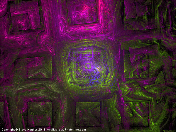 Fractal squares green and pink Picture Board by Steve Hughes